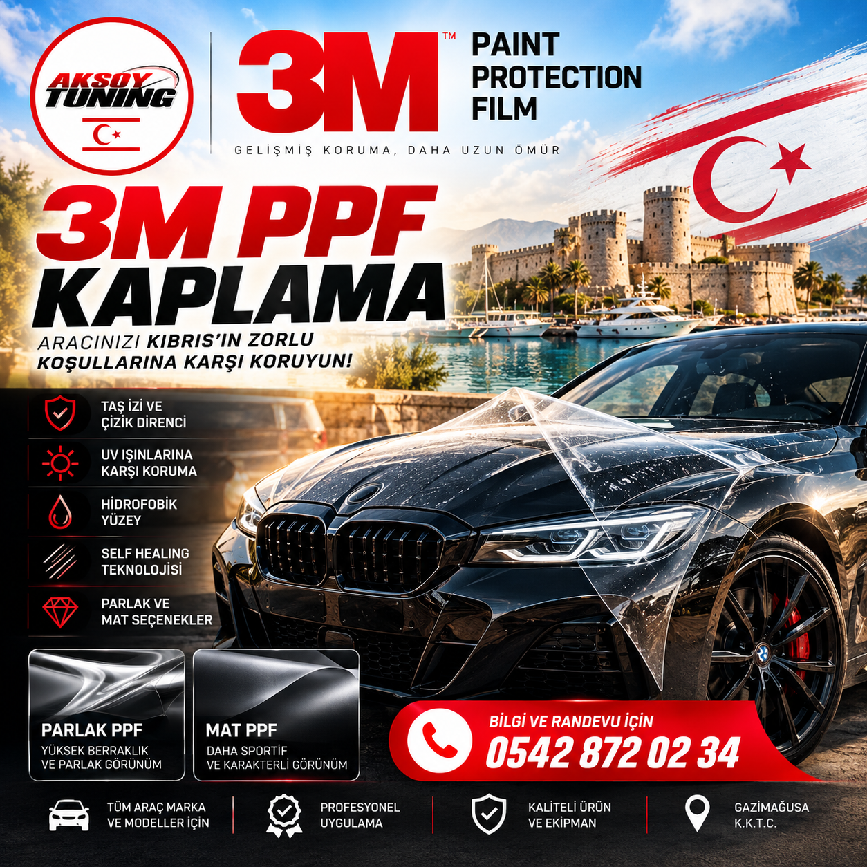 Kıbrıs 3m ppf kaplama hizmeti