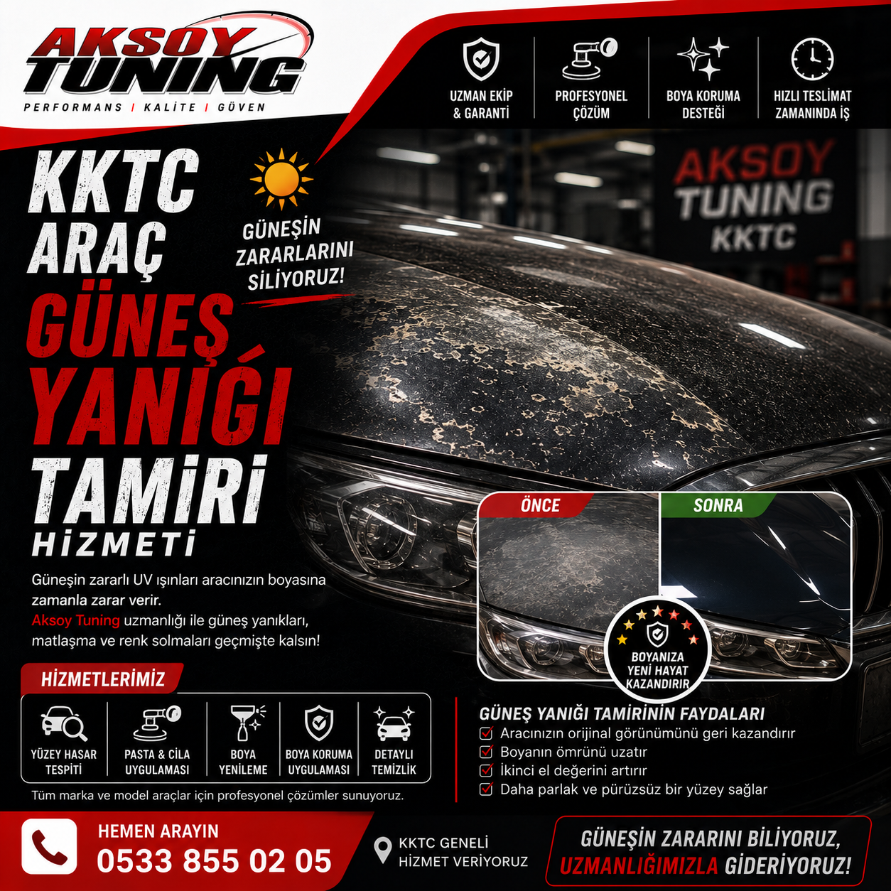KKTC Araç Güneş Yanığı Tamiri