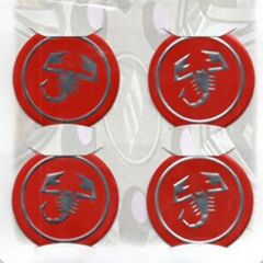 Abarth Kırmızı Alüminyum Yapıştırma Jant Göbeği 4Lü 60mm