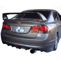 Honda Civic Fd6 Uyumlu 2006 - 2012 Mugen RR Sağ Tek Çıkış Arka Ek Plastik Boyasız