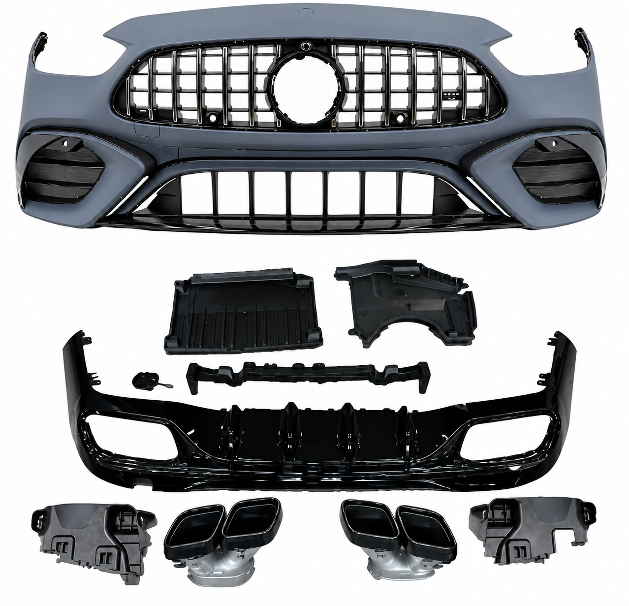 W206 C63 AMG Body Kit (Ön Tampon + Arka Difüzör + Egzoz Ucu)