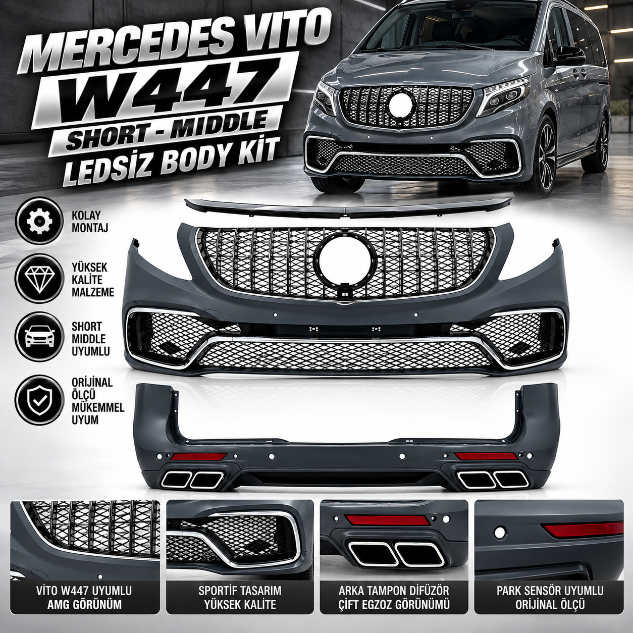 Vito W447 Short-Middle Ledsiz Body Kit