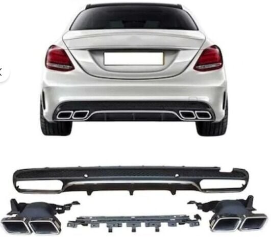 W205 AMG Uyumlu C63 Difüzör + Egzoz Ucu
