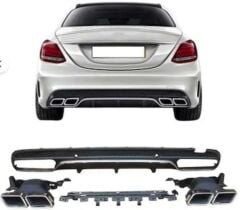W205 AMG Uyumlu C63 Difüzör + Egzoz Ucu