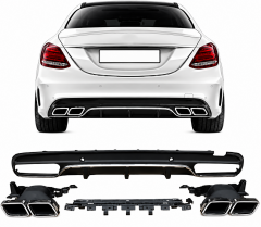 W205 AMG Uyumlu C63 Difüzör + Egzoz Ucu