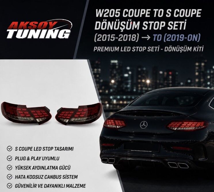 W205 C Coupe To S Coupe Look Kırmızı Stop Seti