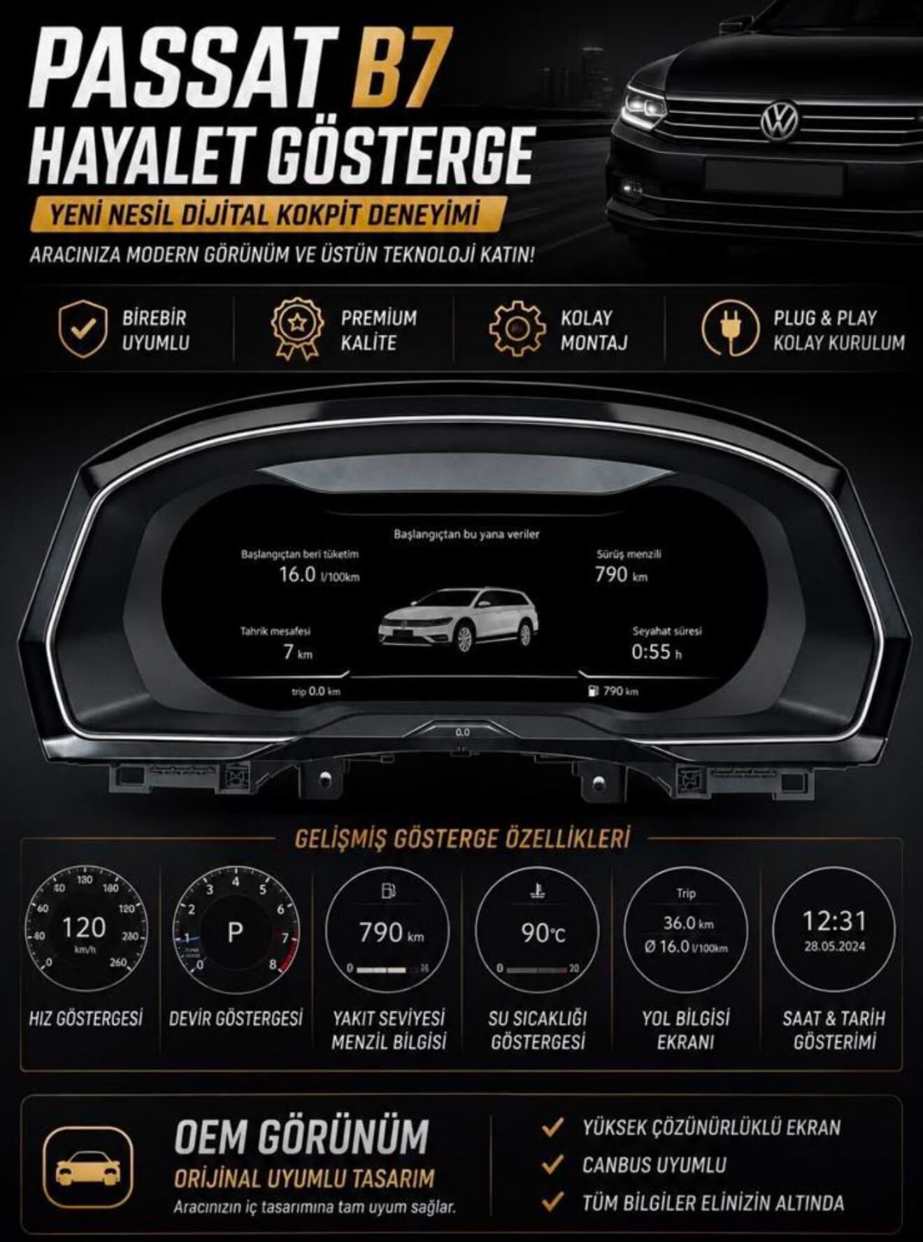 Passat B7 Hayalet Gösterge