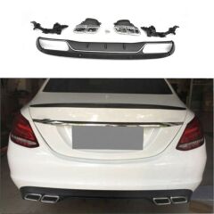 Mercedes C Class W205 2014-2018 Sedan Uyumlu Yedek Parça Difüzör Krom