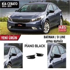 Kia Cerato 2016-2019 Uyumlu Batman Yarasa Ayna Kapağı Sinyalli Piano Black