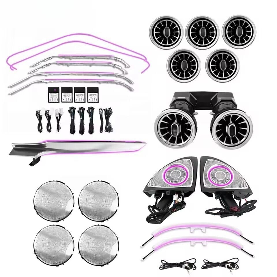 Mercedes C-Class W205 C63 İçin Uyumlu 64 Renk İç Ambiyans Seti 26 Parça