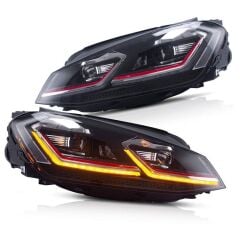 Volkswagen Golf 6 2008-2013 Uyumlu Yedek Parça 7.5 Style Kırmızı Şeritli Led Far Seti LAM-T102