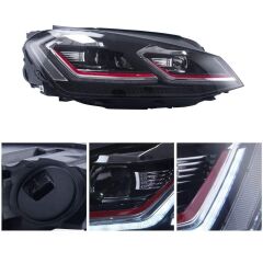Volkswagen Golf 6 2008-2013 Uyumlu Yedek Parça 7.5 Style Kırmızı Şeritli Led Far Seti LAM-T102
