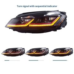 Volkswagen Golf 6 2008-2013 Uyumlu Yedek Parça 7.5 Style Kırmızı Şeritli Led Far Seti LAM-T102