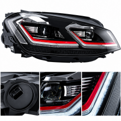 Volkswagen Golf 6 2008-2013 Uyumlu 7.5 Style Kırmızı Şeritli Led Far Seti LAM-T102