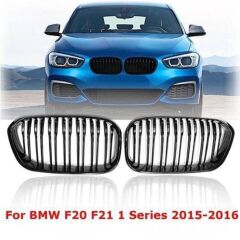 Bmw 1 Serisi F20-F21 2015- İçin Uyumlu Yedek Parça M Böbrek Çift Çizgi Panjur Piano Black
