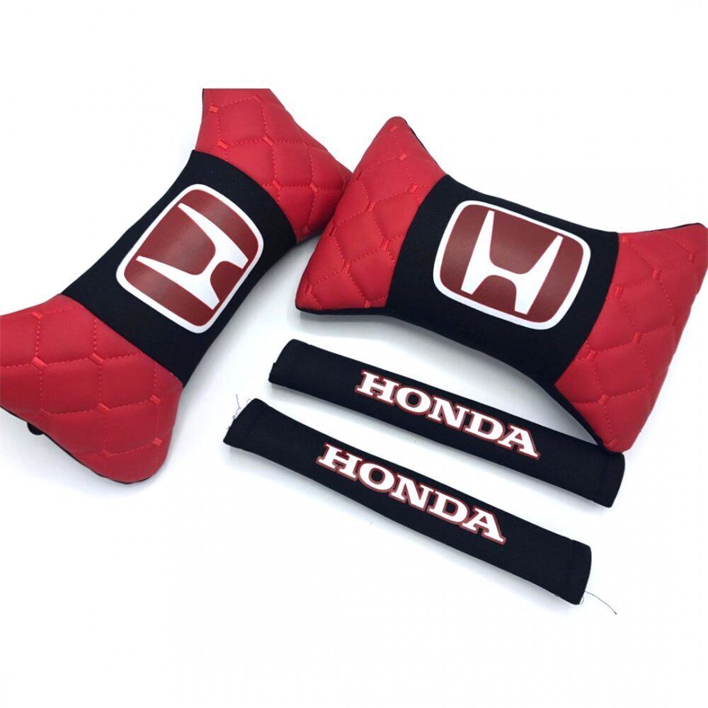 Honda Logolu Uyumlu Boyun Yastığı ve Emniyet Kemer Kılıfı Kırmızı Siyah
