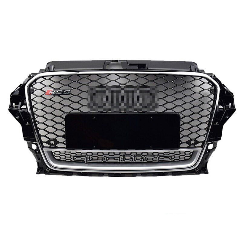 Audi A3 RS3 2012-2016 Uyumlu Quattro Yazılı Kromlu Siyah Panjur