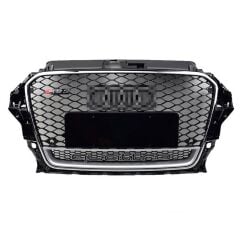 Audi A3 RS3 2012-2016 Uyumlu Quattro Yazılı Kromlu Siyah Panjur