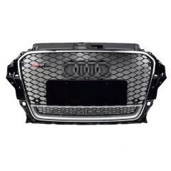 Audi A3 RS3 2012-2016 Uyumlu Quattro Yazılı Kromlu Siyah Panjur