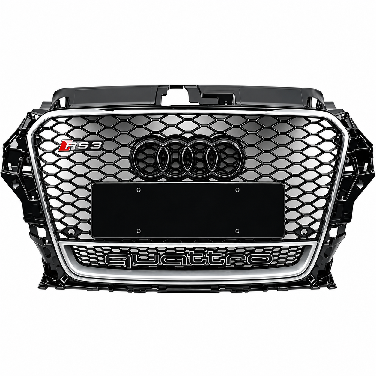 Audi A3 RS3 2012-2016 Uyumlu Quattro Yazılı Kromlu Siyah Panjur
