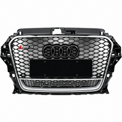 Audi A3 RS3 2012-2016 Uyumlu Quattro Yazılı Kromlu Siyah Panjur