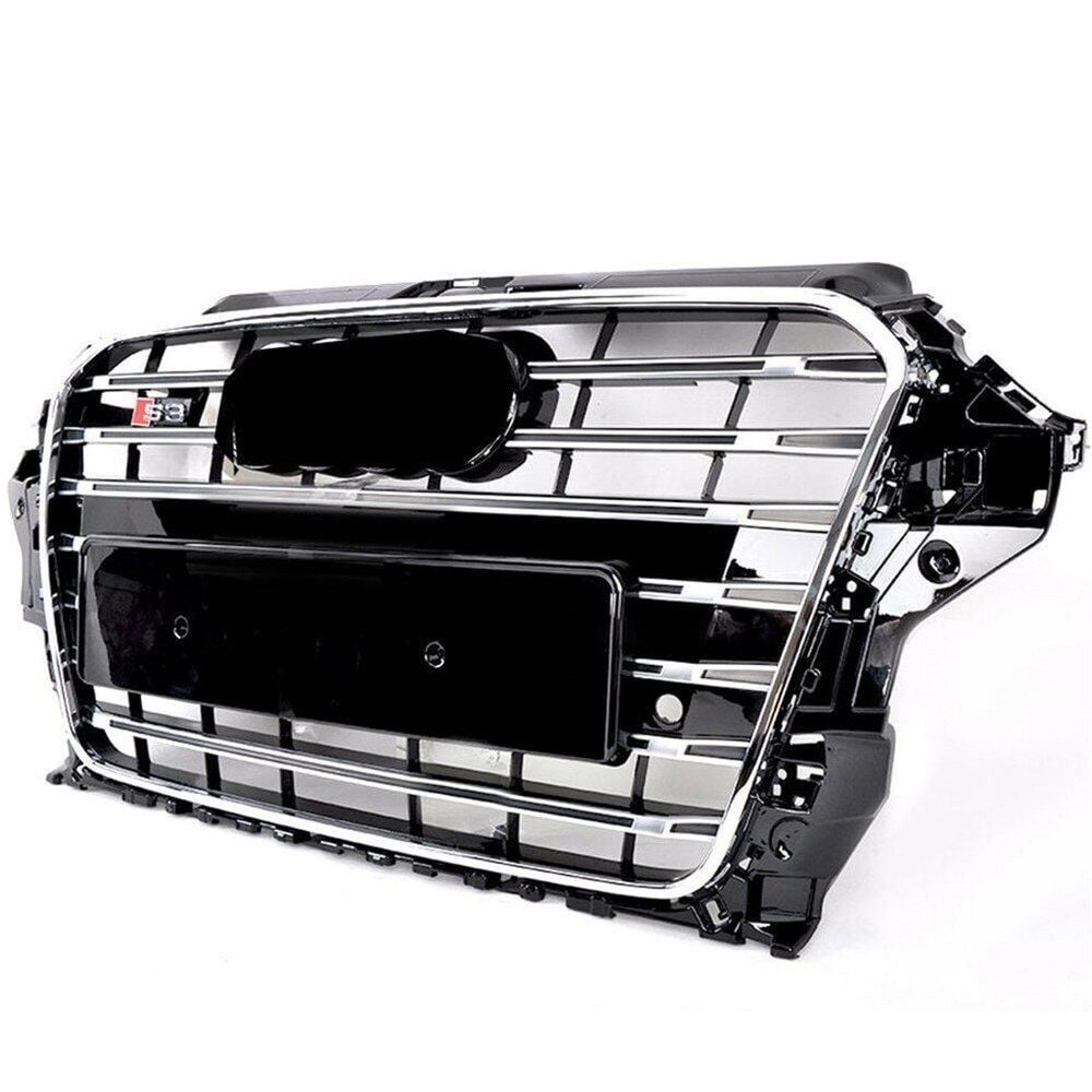 Audi A3 S3 2012-2016 Uyumlu Yedek Parça Kromlu Siyah Panjur