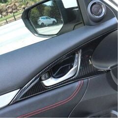 Honda Civic Uyumlu Fc5 2016-2021  İç Kapı Kolu Çerçevesi Karbon Kalın