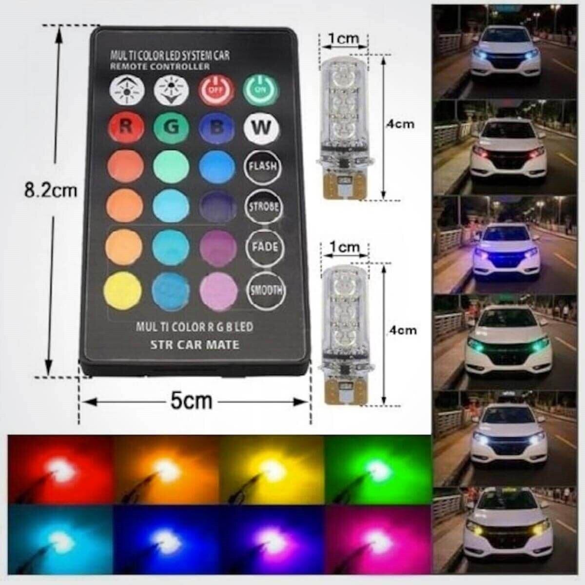 T10 Rgb Kumandalı Çakarlı Park Ampülleri