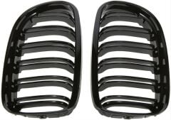 Bmw E90 2005-2007 Uyumlu Yedek Parça M3 Çift Çizgi Böbrek - Piano Siyah