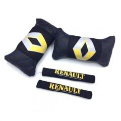 Renault Uyumlu Logolu Boyun Yastığı ve Emniyet Kemer Kılıfı Siyah