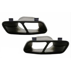 Mercedes W176 12-15 A45 Uyumlu Yedek Parça Difüzör & Egzoz Seti (Parlak Siyah) - Siyah Egzoz İle (AMG PAKET İÇİN)