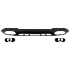 Mercedes A45 W177 Sedan 2019+ Uyumlu Yedek Parça Difüzör & Egzoz Seti - Silver Egzoz İle