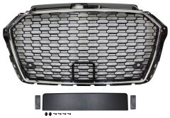 Audi A3 RS3 2016-2020 Uyumlu Yedek Parça Kromlu Siyah Panjur