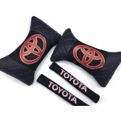 Toyota Uyumlu  Logolu Boyun Yastığı ve Emniyet Kemer Kılıfı Siyah