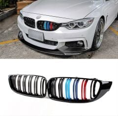 Bmw 4 Serisi F32 İçin Uyumlu 2013-2019 M4 Görünüm Böbrek Çift Çizgi Panjur M Renk