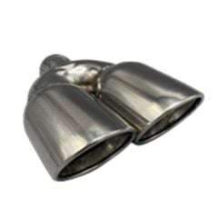 Üniversal Krom Egzoz Ucu Açılı Çift Çıkış 101x110 800-038