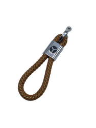 Mercedes İçin Uyumlu Yedek Parça Örgülü Deri Kayış Anahtarlık Kahverengi