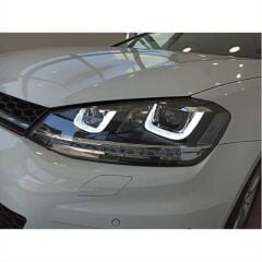 Volkswagen Golf 7 Uyumlu U Led Far Silver Hareketli
