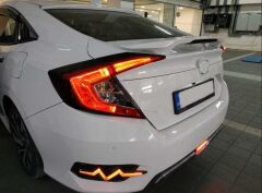 Honda Civic Uyumlu FC5 2016-2020 İçin Uyumlu Orta Boy Işıklı Spoiler (Boyasız)