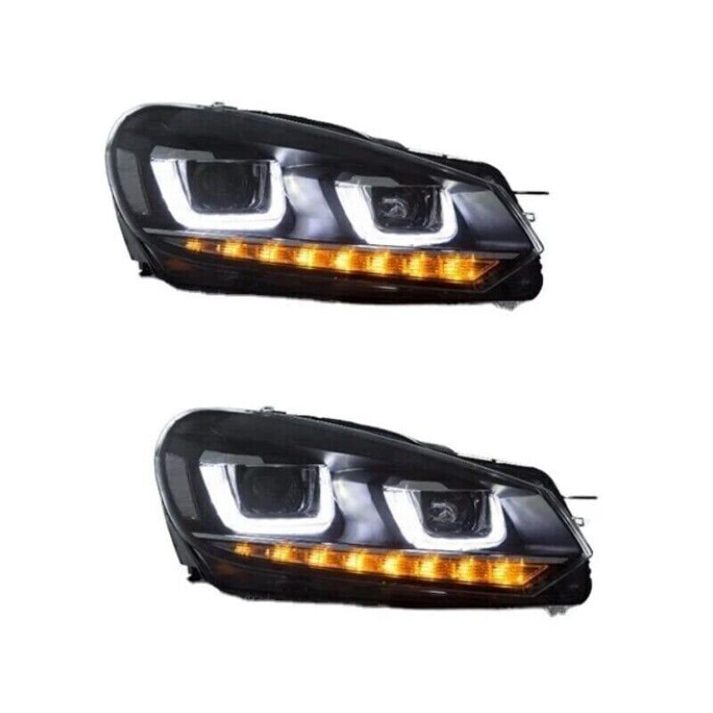 Volkswagen Golf 6 Uyumlu Yedek Parça U Led Far Krom