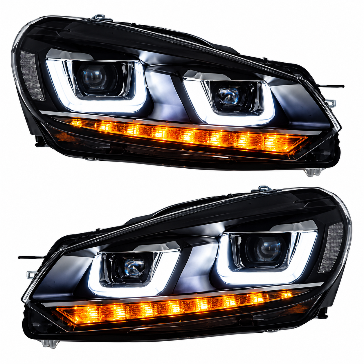Volkswagen Golf 6 Uyumlu U Led Far Krom