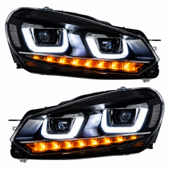 Volkswagen Golf 6 Uyumlu U Led Far Krom
