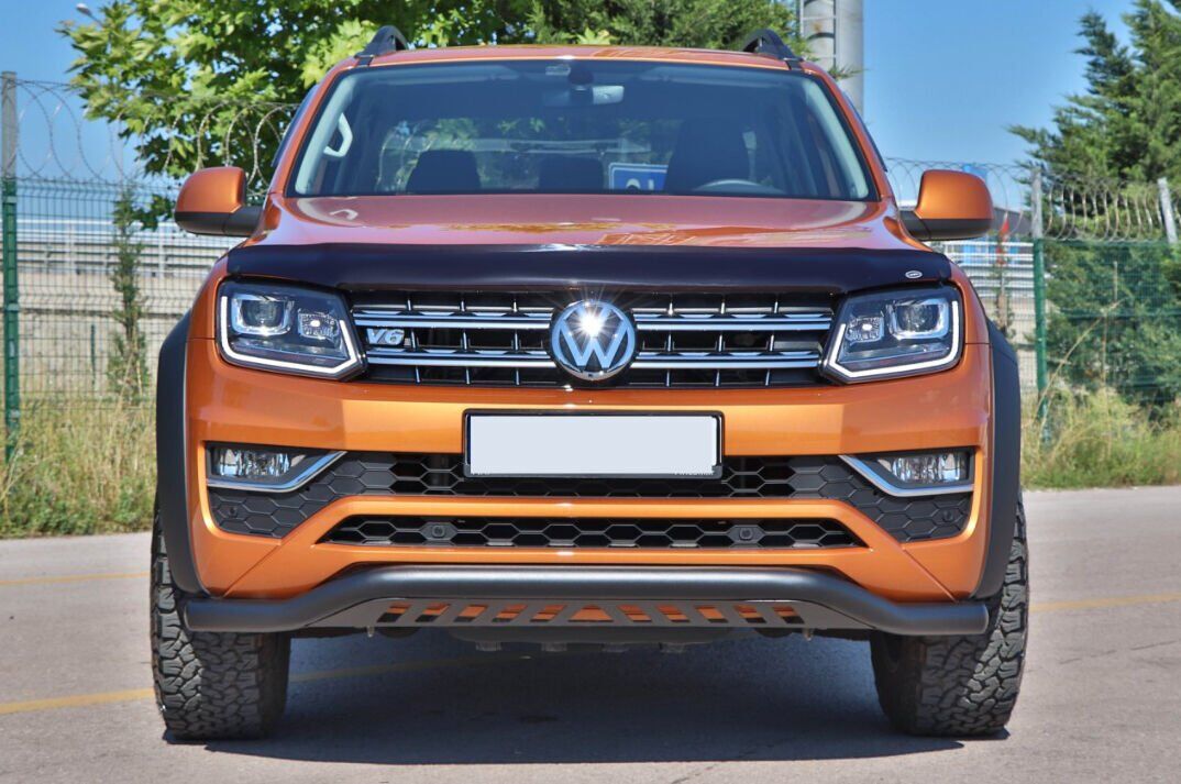 Volkswagen Amarok 2010+ Uyumlu Off Road Saclı Ön Koruma Ön Tampon Koruma Demiri Siyah GloPlus AQM4WD PST22