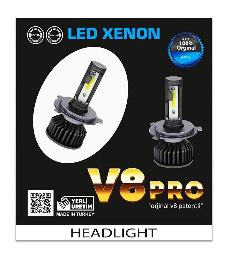 V8Pro H8 Led Xenon Beyaz 12V / 50W / 8000 Lumens