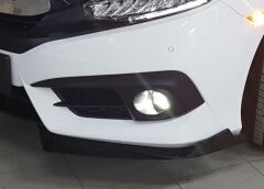 Honda Civic FC5 Uyumlu Yedek Parça 2016-2020 Çıkıntılı Ön Flap Piano Black Dizayn B