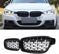 Bmw F30 2012-2018 Uyumlu Diamond Böbrek Panjur Piano Black