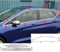 Ford Fiesta  Uyumlu 2009-2017 Cam Çıtası Krom