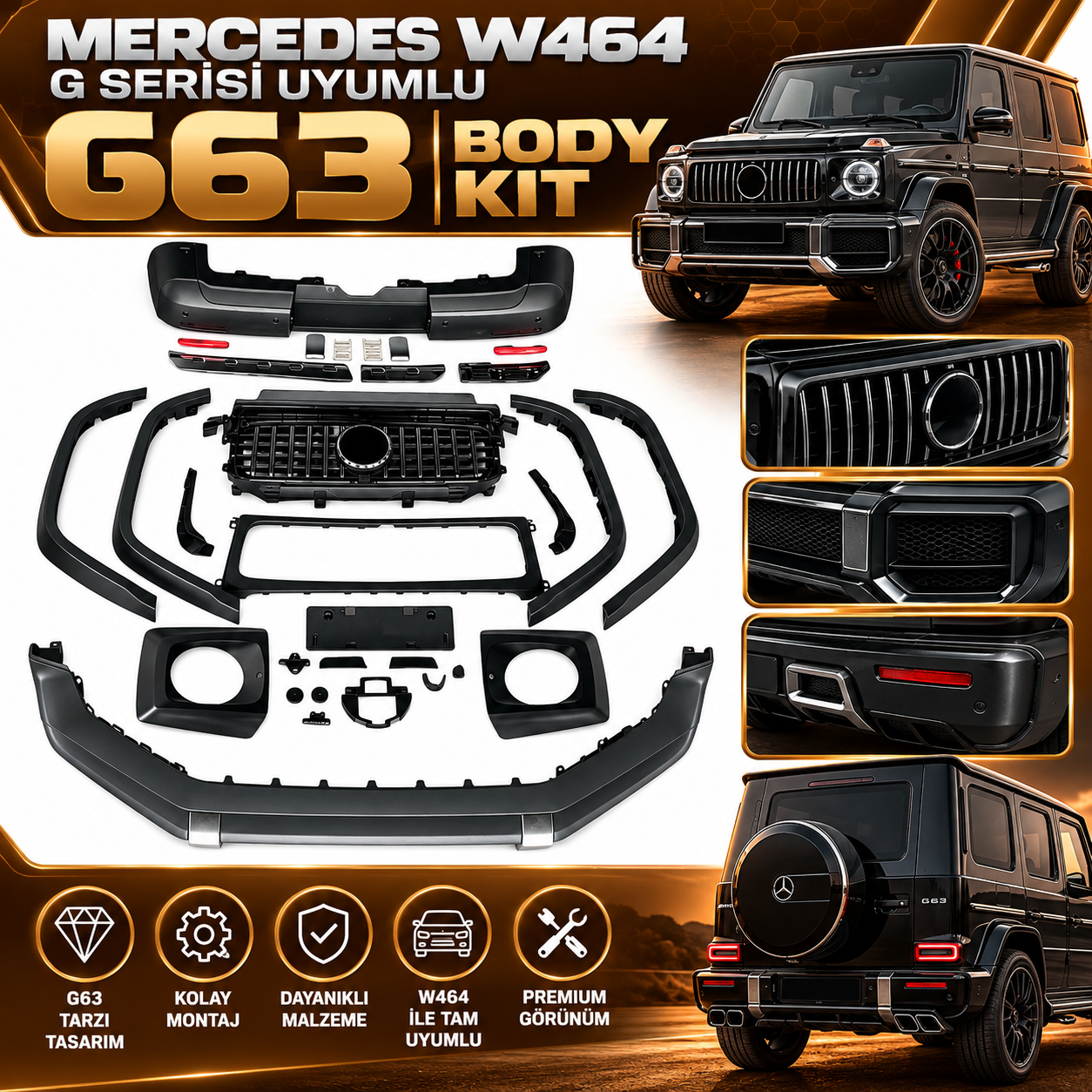 Mercedes W464 G Serisi Uyumlu G63 Body Kit