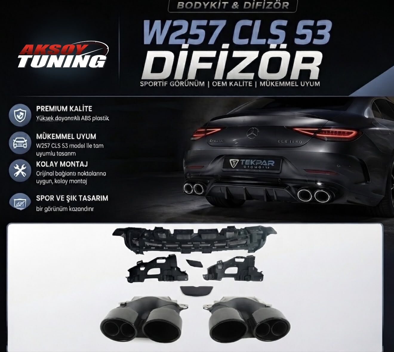 Mercedes W257 CLS 53 Uyumlu Difüzör
