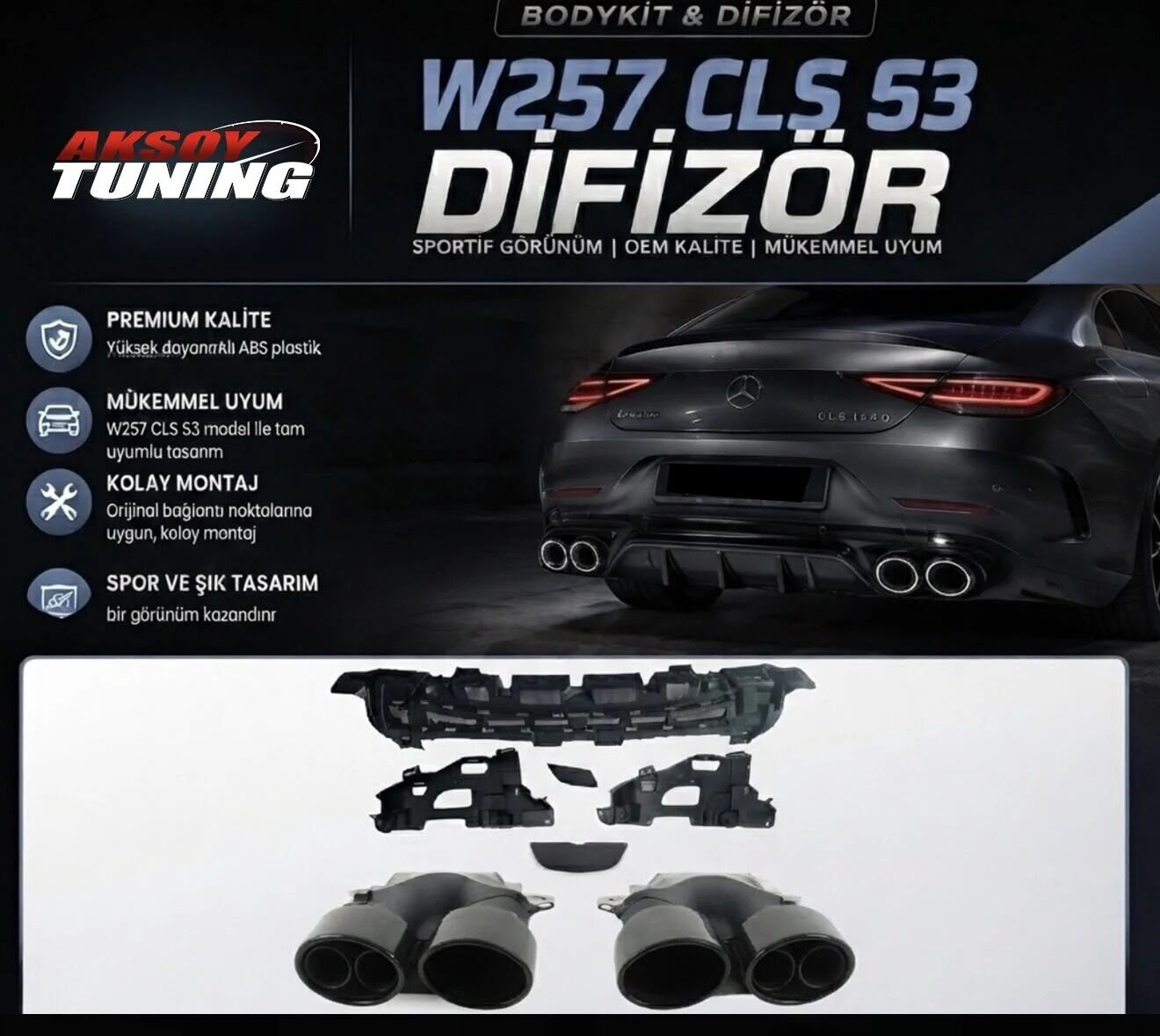 Mercedes W257 CLS 53 Uyumlu Difüzör